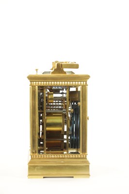 Lot 1095 - ALFRED BAVEUX. A RARE LATE 19TH CENTURY FRENCH GRAND SONNERIE CARRIAGE CLOCK ON FOUR GONGS