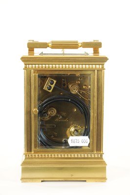 Lot 1095 - ALFRED BAVEUX. A RARE LATE 19TH CENTURY FRENCH GRAND SONNERIE CARRIAGE CLOCK ON FOUR GONGS