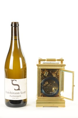 Lot 1095 - ALFRED BAVEUX. A RARE LATE 19TH CENTURY FRENCH GRAND SONNERIE CARRIAGE CLOCK ON FOUR GONGS