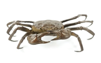 Lot 247 - A JAPANESE MEIJI PERIOD BRONZE SCULPTURE MODELLED AS A CRAB
