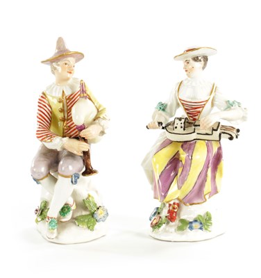 Lot 45 - A PAIR OF 18TH CENTURY MEISSEN PORCELAIN FIGURES OF MUSICIANS
