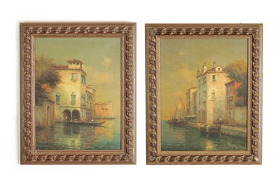 Lot 870 - ANTOINE BOUVARD JR (FRENCH, 1913 - 1972) A PAIR OF 20TH CENTURY VENETIAN OILS ON CANVAS