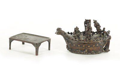 Lot 183 - A 19TH CENTURY JAPANESE BRONZE SCULPTURE