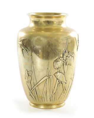 Lot 136 - A JAPANESE MEIJI PERIOD BRONZE-SHOULDERED VASE