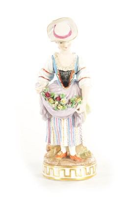 Lot 63 - A 19TH CENTURY MEISSEN FLOWER SELLER FIGURINE