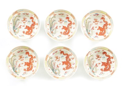Lot 142 - A SET OF SIX LATE 19TH CENTURY CHINESE FAMILLE ROSE DISHES