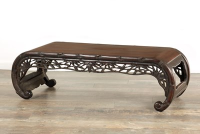 Lot 154 - A 19TH CENTURY CHINESE CARVED HARDWOOD ALTAR TABLE