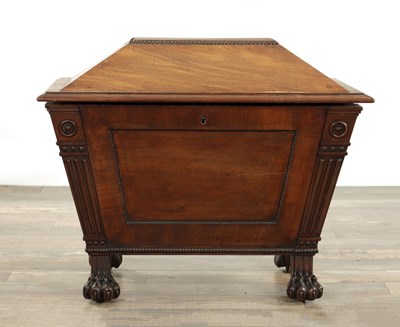 Lot 1213 - A LATE REGENCY MAHOGANY SARCOPHAGUS CELLARETTE