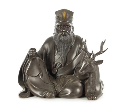 Lot 158 - A JAPANESE MEIJI PERIOD BRONZE AND INLAID METAL OKIMONO