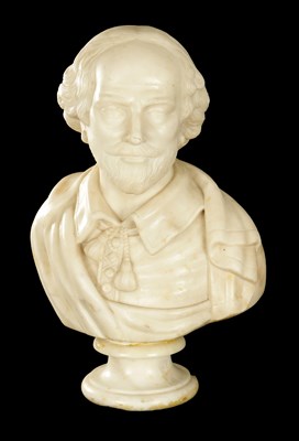 Lot 621 - A GOOD 19TH CENTURY CARVED WHITE MARBLE BUST OF WILLIAM SHAKESPEARE