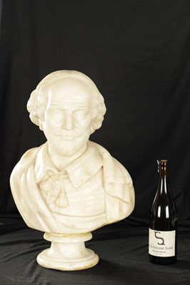Lot 658 - A GOOD 19TH CENTURY CARVED WHITE MARBLE BUST OF WILLIAM SHAKESPEARE