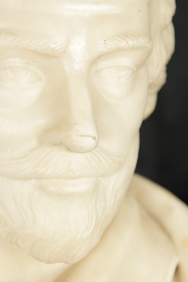 Lot 658 - A GOOD 19TH CENTURY CARVED WHITE MARBLE BUST OF WILLIAM SHAKESPEARE