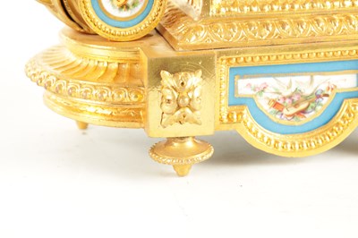 Lot 1091 - A 19TH CENTURY FRENCH GILT METAL AND PORCELAIN MANTEL CLOCK