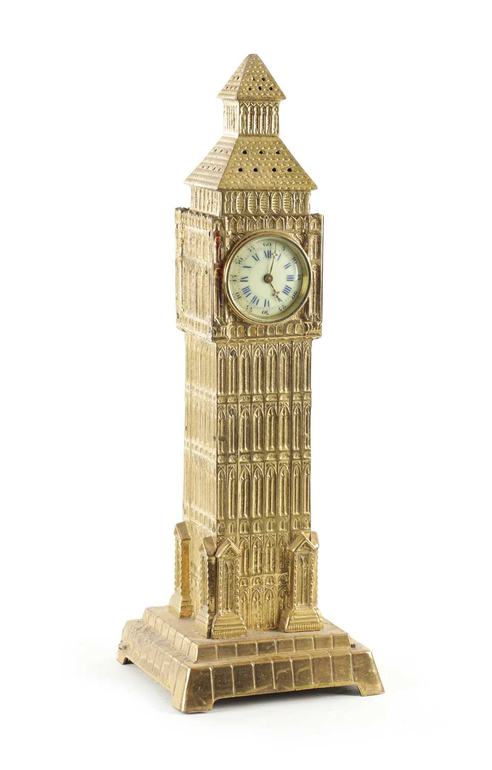Lot 1533 - AN UNUSUAL LATE 19TH CENTURY BRASS CASED MANTEL CLOCK MODELLED AS BIG BEN