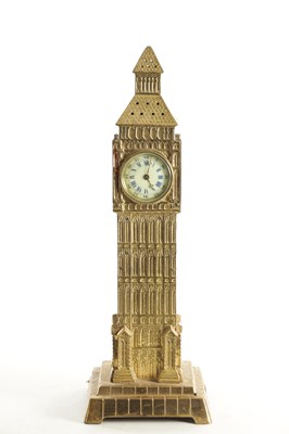 Lot 1533 - AN UNUSUAL LATE 19TH CENTURY BRASS CASED MANTEL CLOCK MODELLED AS BIG BEN