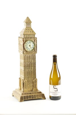 Lot 1533 - AN UNUSUAL LATE 19TH CENTURY BRASS CASED MANTEL CLOCK MODELLED AS BIG BEN