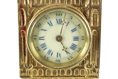 Lot 1533 - AN UNUSUAL LATE 19TH CENTURY BRASS CASED MANTEL CLOCK MODELLED AS BIG BEN