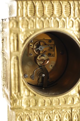Lot 1533 - AN UNUSUAL LATE 19TH CENTURY BRASS CASED MANTEL CLOCK MODELLED AS BIG BEN