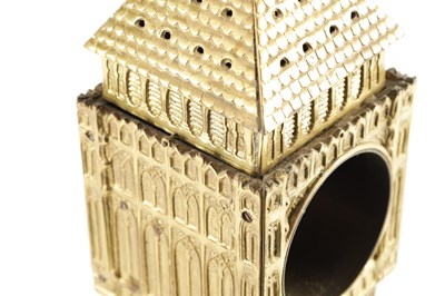 Lot 1533 - AN UNUSUAL LATE 19TH CENTURY BRASS CASED MANTEL CLOCK MODELLED AS BIG BEN