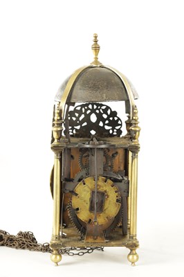 Lot 1094 - A 17TH CENTURY BRASS LANTERN CLOCK