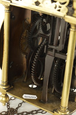 Lot 1094 - A 17TH CENTURY BRASS LANTERN CLOCK