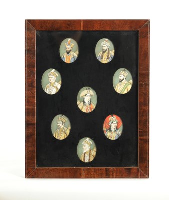 Lot 241 - A SET OF 19TH CENTURY INDIAN MINIATURE PORTRAITS ON IVORY.
