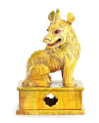 Lot 126 - A CHINESE SALT GLAZE EARTHENWARE FOO DOG