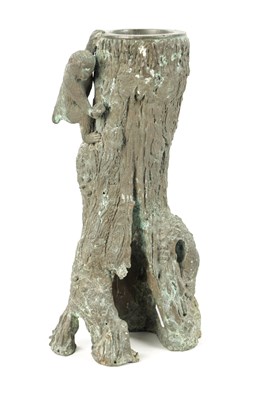 Lot 207 - A JAPANESE MEIJI PERIOD BRONZE SCULPTURAL VASE