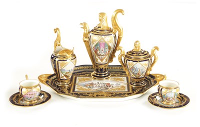 Lot 66 - A FINE 19TH CENTURY FRENCH NAPOLEON CASED SERVES TETE E TETE SERVICE