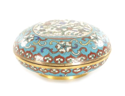 Lot 147 - A CHINESE CLOISONNE ENAMEL CIRCULAR LIDDED BOX