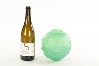 Lot 15 - A RENE LALIQUE JADE GREEN FORMOSE GLASS VASE