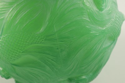 Lot 15 - A RENE LALIQUE JADE GREEN FORMOSE GLASS VASE