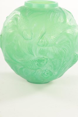 Lot 15 - A RENE LALIQUE JADE GREEN FORMOSE GLASS VASE