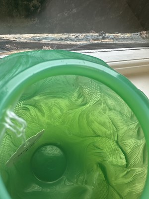 Lot 15 - A RENE LALIQUE JADE GREEN FORMOSE GLASS VASE