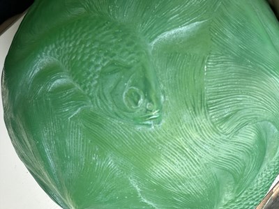Lot 15 - A RENE LALIQUE JADE GREEN FORMOSE GLASS VASE
