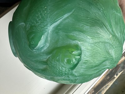 Lot 15 - A RENE LALIQUE JADE GREEN FORMOSE GLASS VASE