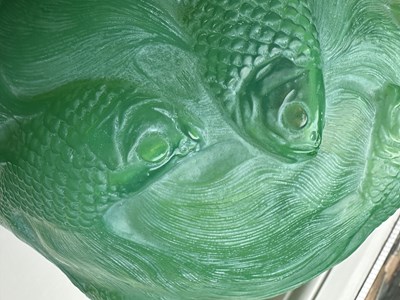 Lot 15 - A RENE LALIQUE JADE GREEN FORMOSE GLASS VASE