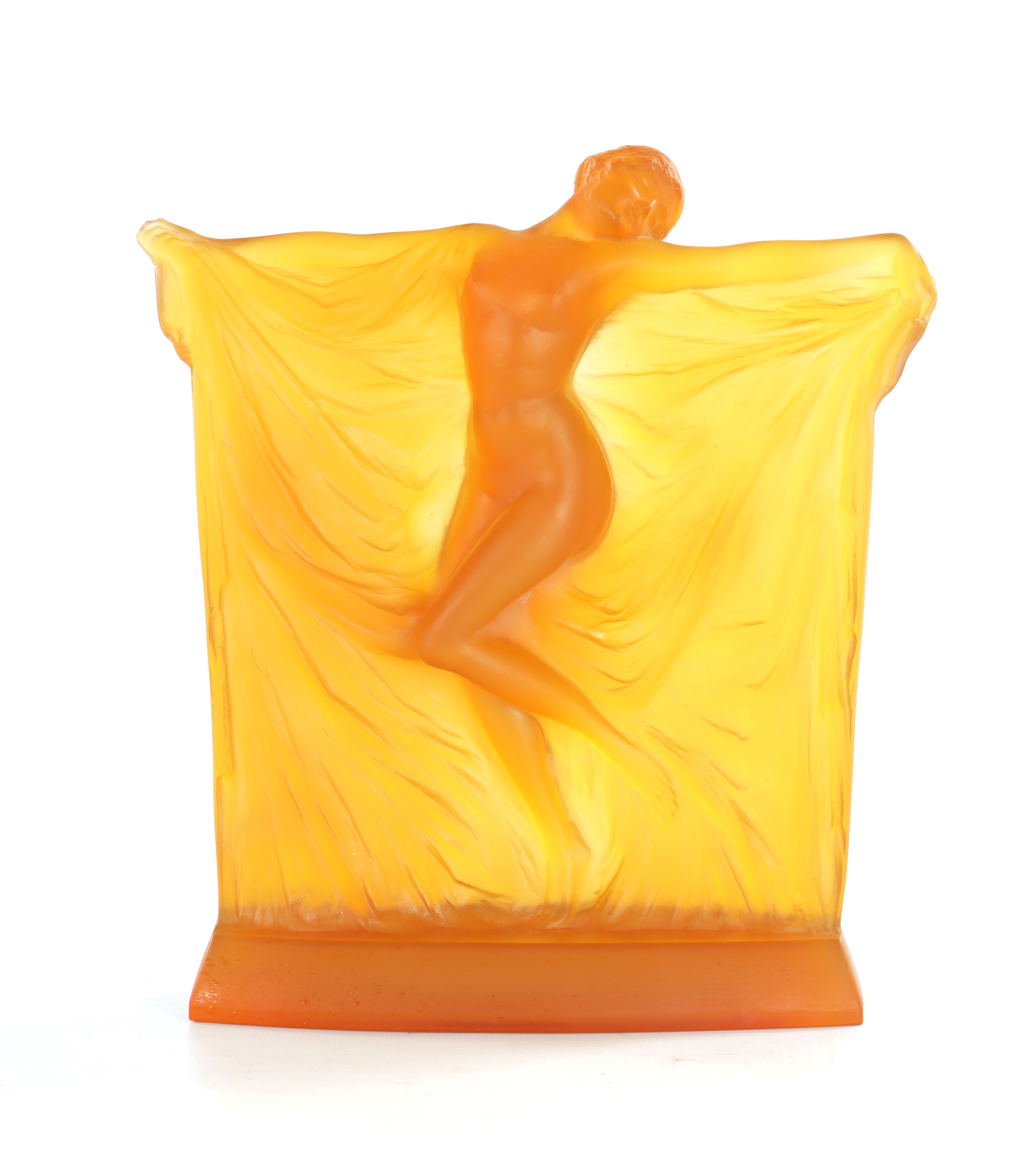 René Lalique Thais statuette in butterscotch glass sold by Hutchinson Scott