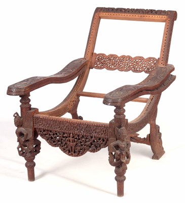 Lot 230 - AN UNUSUAL EARLY/MID 19TH CENTURY EASTERN/SOUTH SEAS PLANTATION CHAIR