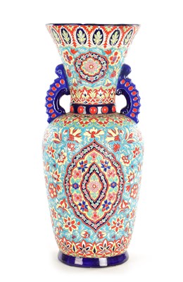 Lot 46 - A LARGE 20TH CENTURY FRENCH CERAMIC HALL VASE ATT 'LONGWY'