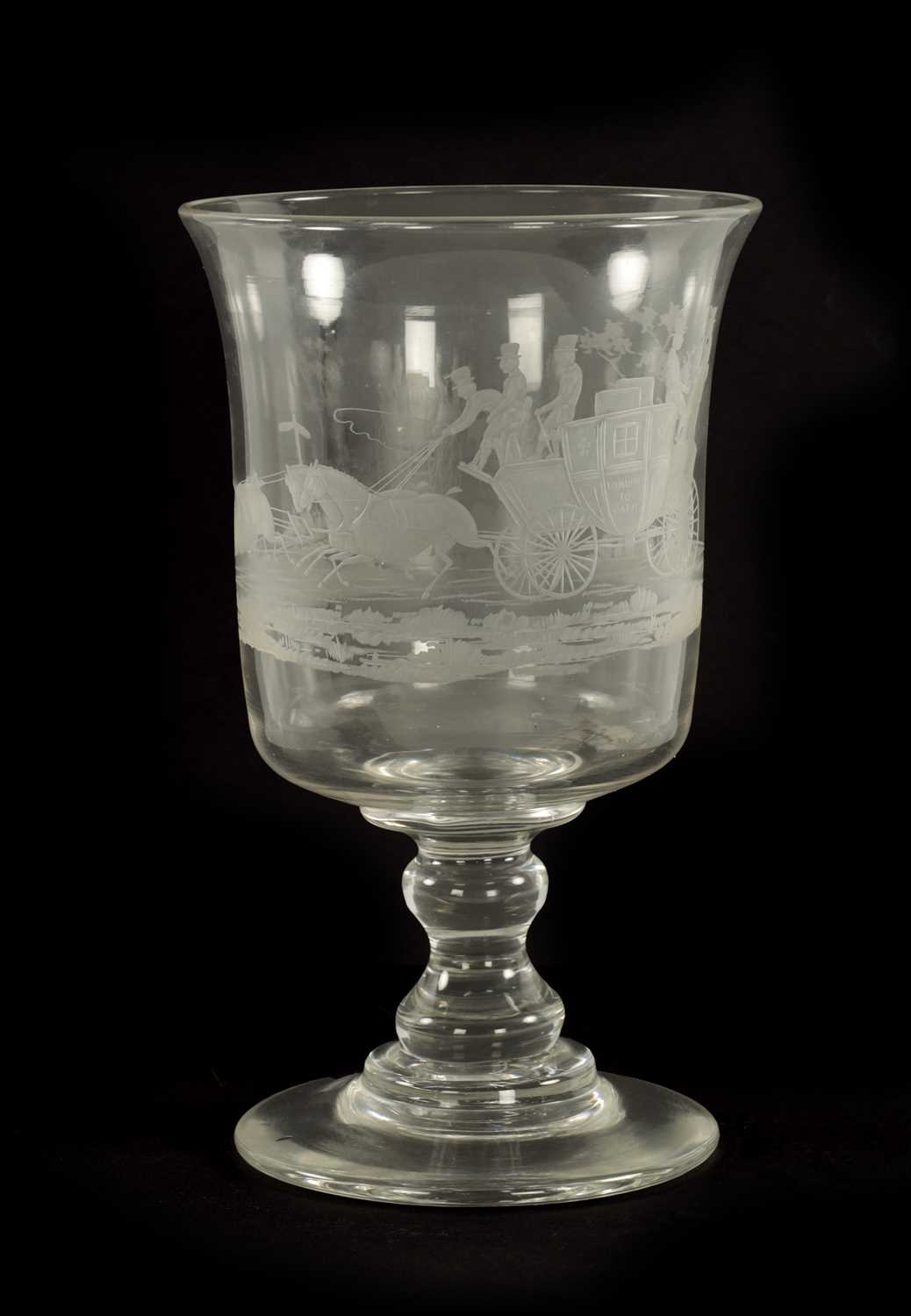 Lot 9 - AN OVERSIZED 19TH CENTURY GLASS ENGRAVED GOBLET