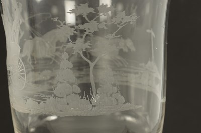 Lot 9 - AN OVERSIZED 19TH CENTURY GLASS ENGRAVED GOBLET