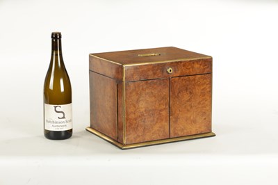 Lot 1098 - A FINE VICTORIAN BURR WALNUT AND BRASS LINED HUMIDOR