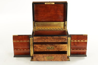 Lot 1098 - A FINE VICTORIAN BURR WALNUT AND BRASS LINED HUMIDOR