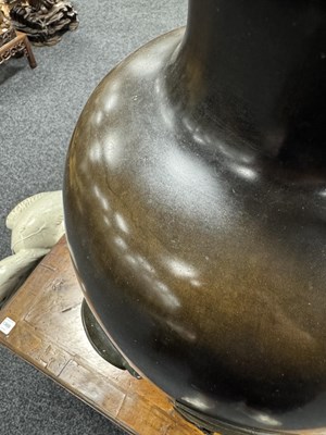 Lot 225 - A LARGE MEIJI PERIOD JAPANESE PATINATED BRONZE AND MIXED METAL HALL VASE