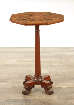 Lot 1401 - A WILLIAM IV SPECIMEN WOOD OCTAGONAL SHAPED OCCASIONAL TABLE