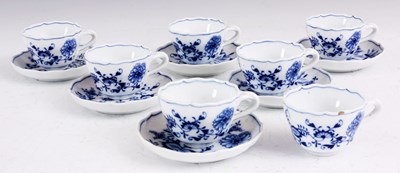 Lot 80 - A SET OF SIX MEISSEN BLUE AND WHITE COFFEE...
