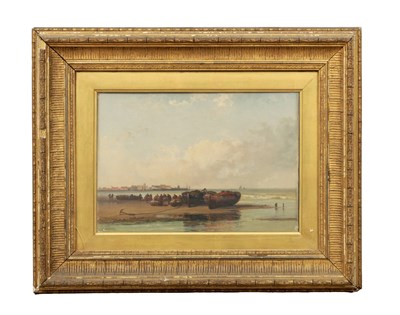 Lot 1232 - ARTHUR JOSEPH MEADOWS (1843-1907) OIL ON CANVAS