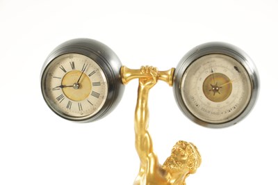Lot 1463 - A LATE 19TH CENTURY BRONZE, ORMOLU AND ROUGE MARBLE FRENCH INDUSTRIAL CLOCK COMPENDIUM