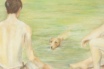 Lot 1031 - ATTRIBUTED TO HENRY SCOTT TUKE RA RWS (1858-1929). AN EARLY 20TH CENTURY WATERCOLOUR / GOUACHE PAINTING